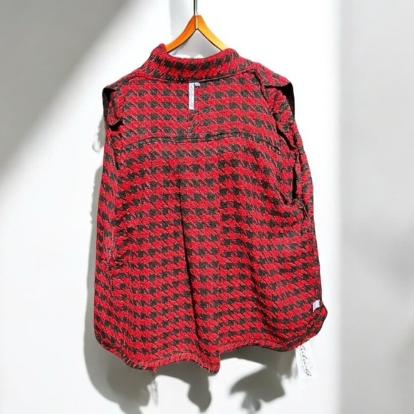 🌻NEW w/tag LuLu-B Red & Black Herringbone Collared Jacket Size XL - Picture 9 of 12